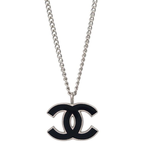 Chanel Chain Necklace Silver Black 06P 153102 - Picture 1 of 4